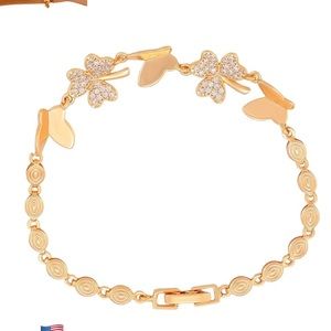 Clover and Butterfly Good Luck Bracelet Gold Plated Bracelet